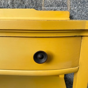 SOLD SOLDBeautiful mustard yellow blended painted solid wood console table with sunflower transfer entryway table changing table image 10