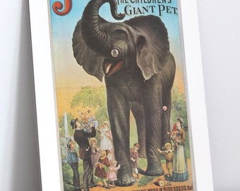 Vintage Art Nouveau circus poster, mounted, ready to frame A3 1975