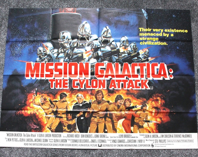 BATTLESTAR GALACTICA Mission Galactica: The Cylon Attack vintage U.K. Quad movie poster original 1978