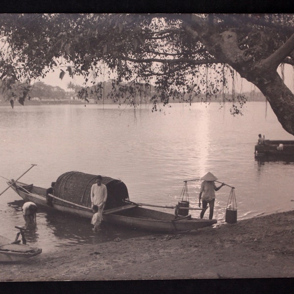 Vintage Silbergelatineabzug 'INDOCHINA FLUSS-SZENE', um 1930