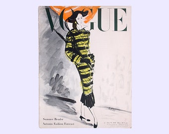 Rivista vintage americana VOGUE, 15 luglio 1947, René Bouët Willaumez, Lee Miller, Horst, Irving Penn, RARE