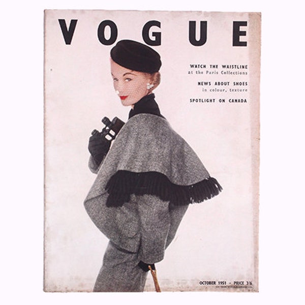Vintage UK VOGUE magazine, October 1951, Irving Penn, Norman Parkinson, Michael Wickham, Henry Clarke, RARE
