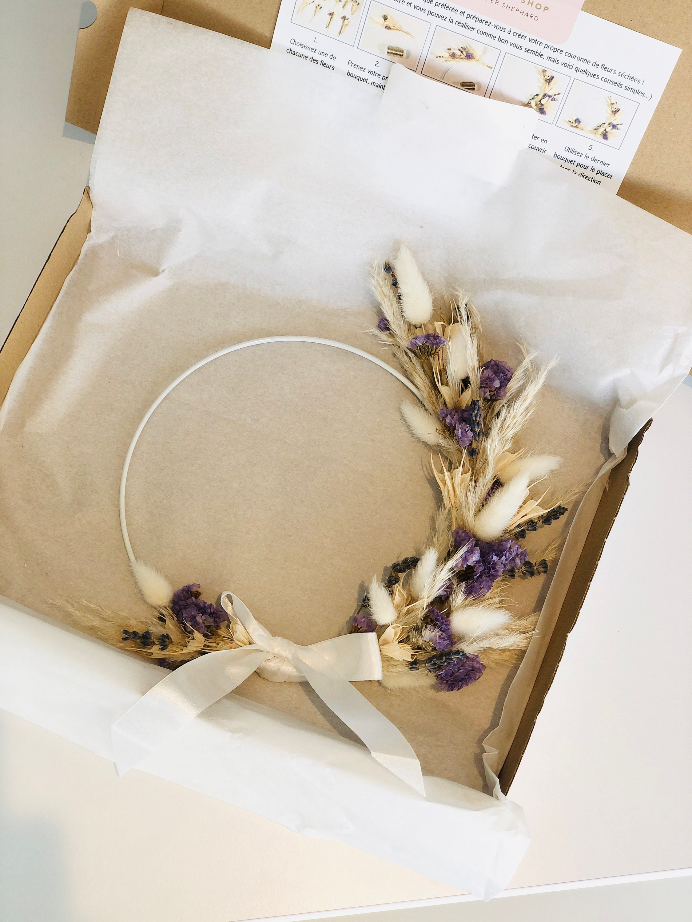 Kit de Couronne Fleurs Séchées Diy - Une Tenture Murale Élégante à Fabriquer Vous-Même Pour Votre Dé