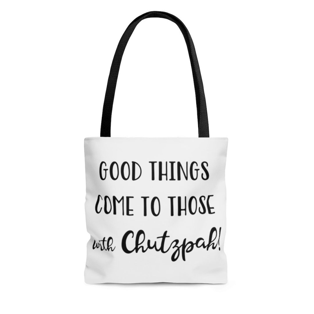 White canvas Tote Bag - Chutzpah funny Yiddish saying