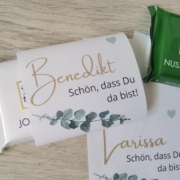 Banderole Schokolade mit Namen | Personalisierbare Vorlage für Gastgeschenk | Schokoladenbanderole Kommunion, Taufe, Hochzeit, Feier PDF