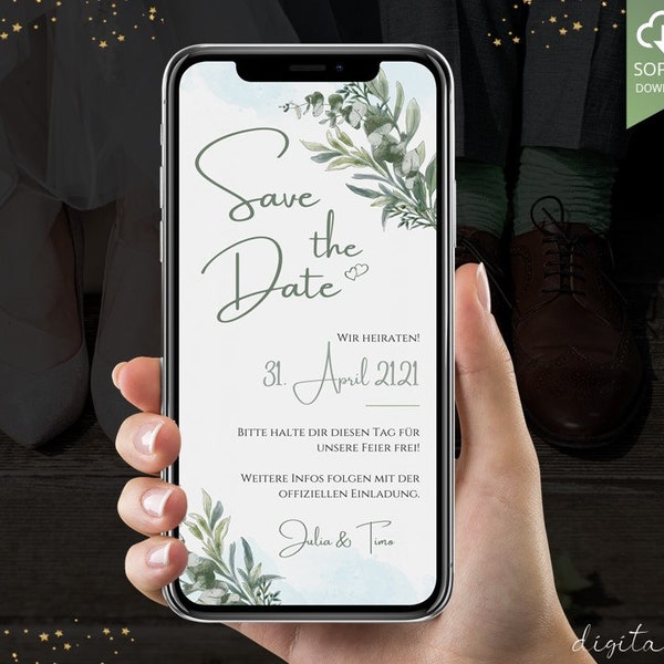 Save the Date digital wedding German | WhatsApp eCard customizable template | Invitation for mobile