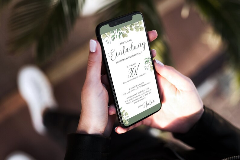 Digitale Einladung Geburtstag 30, 40, Whatsapp Einladung Canva Vorlage eCard 