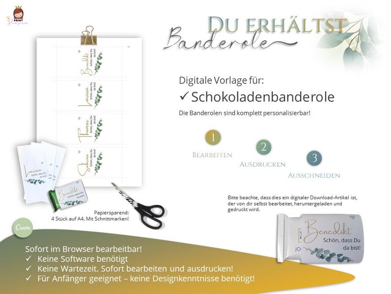 Banderole Schokolade mit Namen | Personalisierbare Vorlage für ...