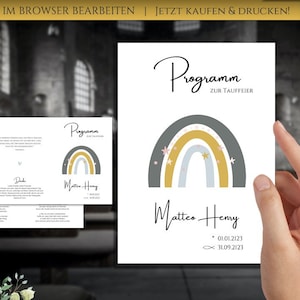 Rainbow Baptism Church Booklet | Customizable digital template | Personalized PDF church booklet download | Printable cover page