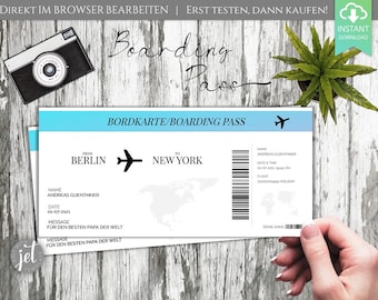 Travel voucher, customizable voucher "flight ticket" | Gift Voucher Travel | Edit and print yourself