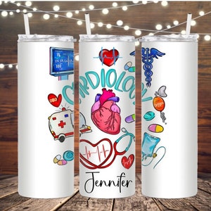 Cardiology 20oz skinny tumbler. personalized cardiology tumbler, 20oz tumbler with lid and straw, custom cardiology gift, cardiologist gift