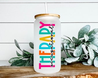 Occupational therapy frosted glass tumbler, OT gift, rehab gift, iced coffee mug, Occupational therapist gift, Christmas gift, birthday gift