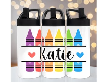 Kid's school water bottle, kids personalized water bottle for school, backpack water bottle, custom water bottle for kids tumbler with name