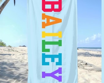 Personalized Beach Towel - Bright Name Beach Towel - Vacation Gift Idea - Custom Beach Towel, Personalized Towel, Bright Beach Towel,