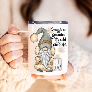 Gnome coffee cup, custom gnome coffee mug, holiday coffee mug, gnome Christmas gift, coworker gift gnome, hot chocolate cup
