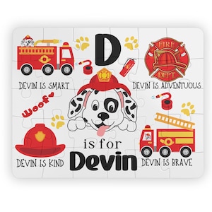 Kids Personalized Firetruck Puzzle, Custom Kid's Name Puzzle, Kid's Name Puzzle, Boy's Firetruck Name Puzzle, Personalized Firetruck Puzzle