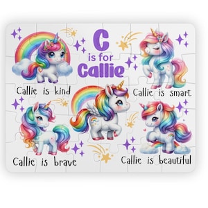 Kids&#39; Puzzle, 30-Piece - Personalized Unicorn Puzzle for Kids, Christmas or Birthday Gift, Unique Gift for Kids, Holiday Unicorn Puzzle,