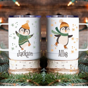 Personalized kid&#39;s hot cocoa mug, personalized kid&#39;s hot chocolate mug, winter animal kid&#39;s hot cocoa mug, hot cocoa kids Christmas gift