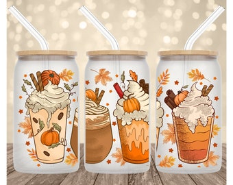 Fall iced coffee glass with lid and straw, Pumpkin iced coffee glass, Autumn coffee glass, Autumn drinkware, Pumpkin iced coffee tumbler