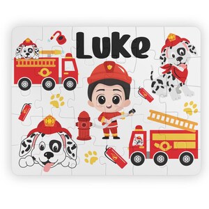 Kid's Personalized Firetruck Puzzle, Custom Kid's Name Puzzle, Kid's Name Puzzle, Boy's Firetruck Name Puzzle, Personalized Firetruck Puzzle