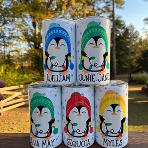 Kids penguin hot cocoa mug, Christmas cocoa mug for kids, kids cocoa mug with lid, personalized Christmas eve cocoa mug, Kid's penguin mug zdjęcie 15