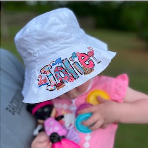 personalized bucket hat for kids, summer hat for kids, beach wear for kids, beach gift for kids, pool hat with name, custom summer hat