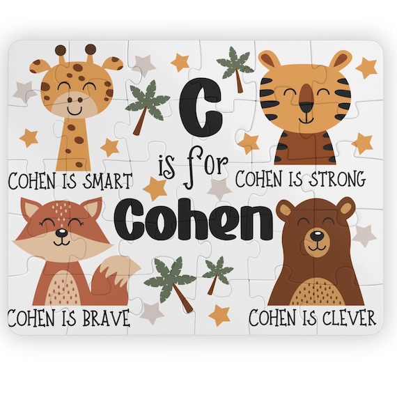 Kids' Puzzle, 30-Piece - Personalized Cute Animal Gift for Boys, Christmas & Birthday Present, Personalized Kids Puzzle