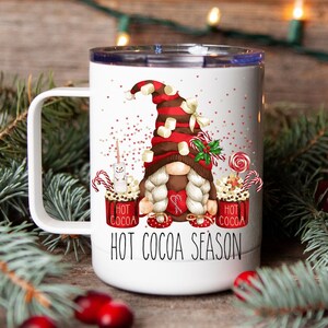 Gnome coffee cup, custom gnome coffee mug, holiday coffee mug, gnome Christmas gift, coworker gift gnome, hot chocolate cup