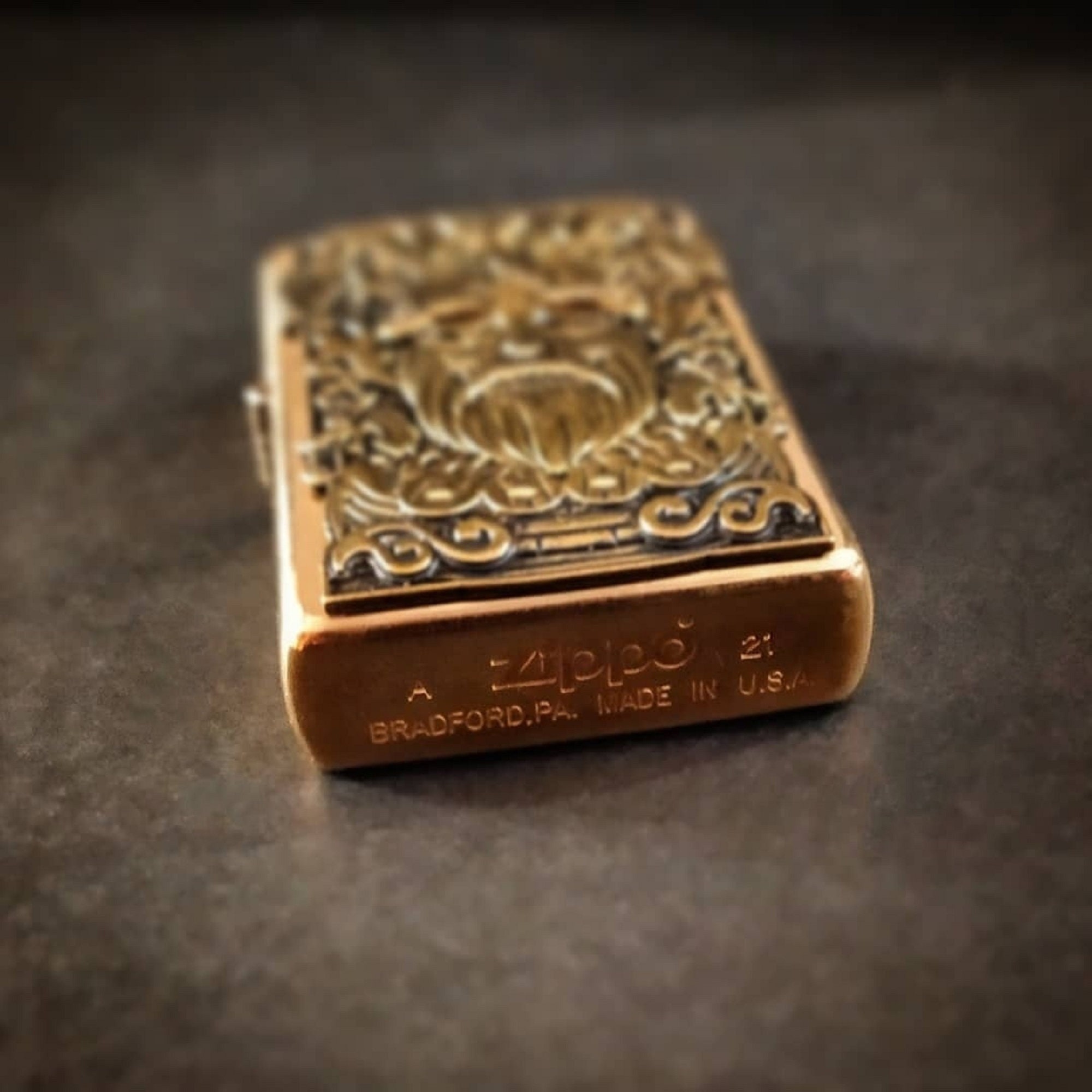 Custom brass zippo lighter Viking skull. Etsy