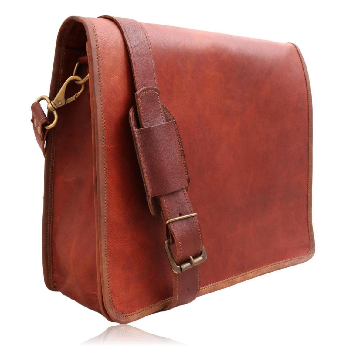 Mens soft leather messenger bag