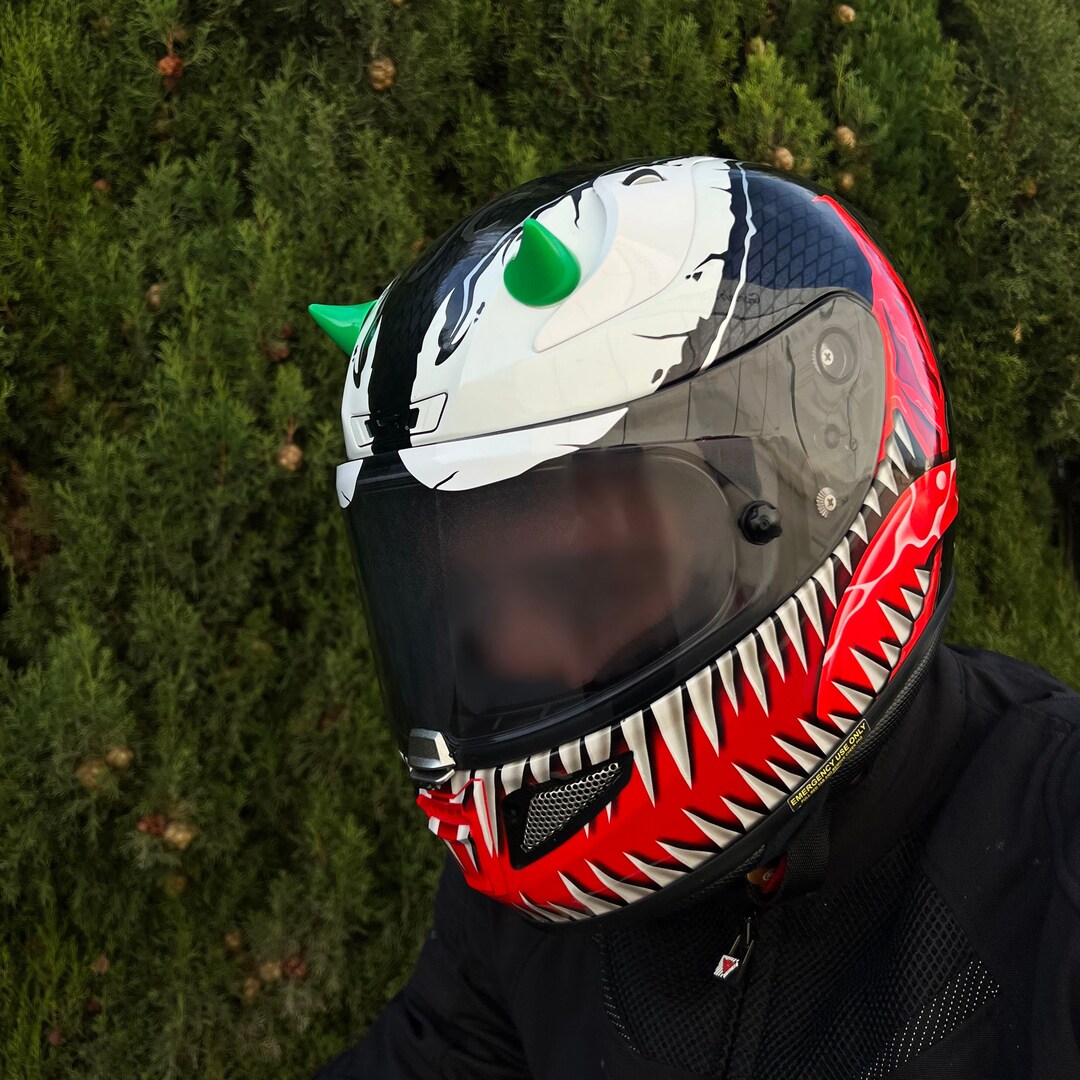 Cuernos casco de moto Verde Etsy España