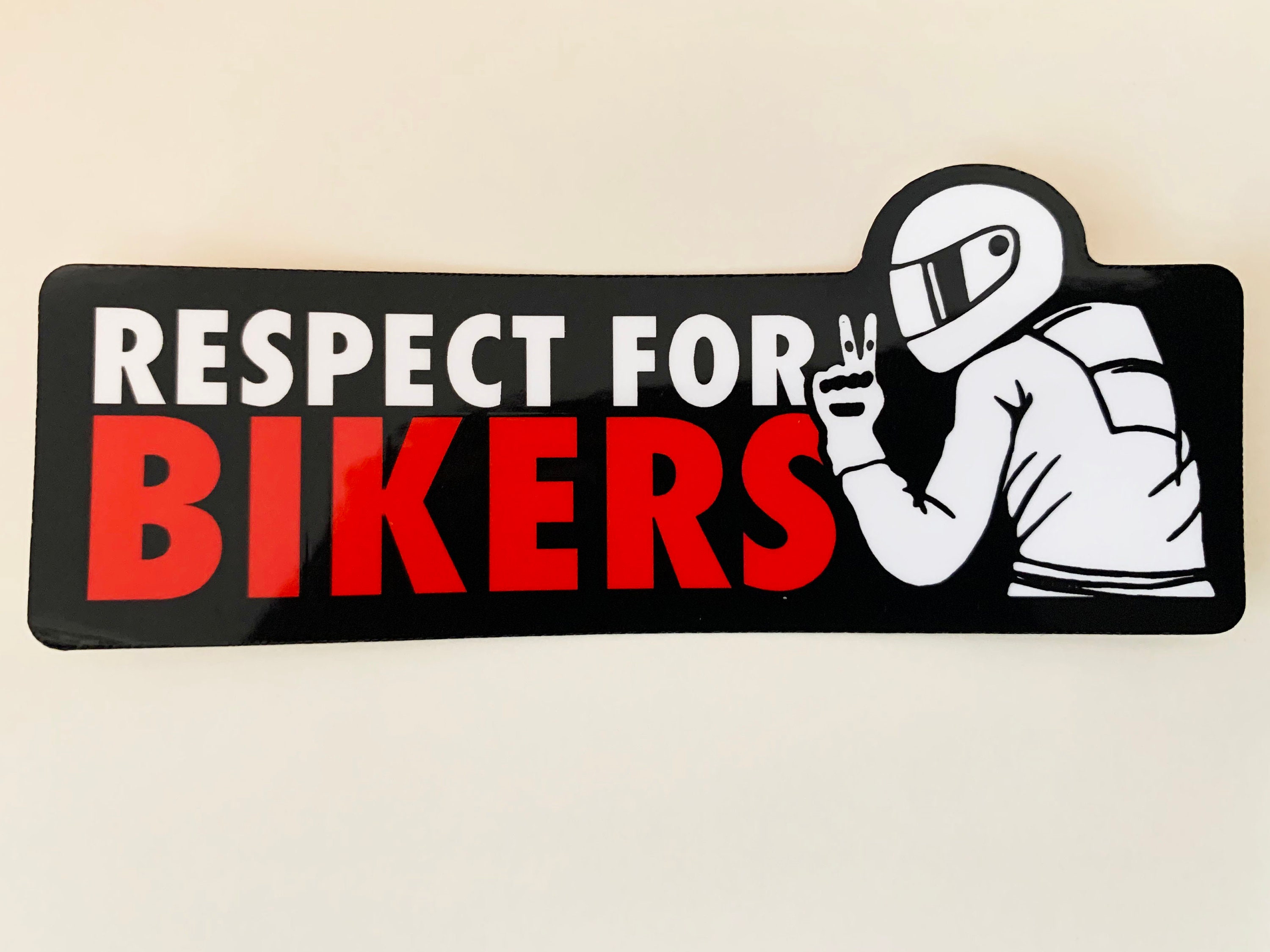 2x Motorrad Auto Aufkleber Respect for Bikers Solitaritäts-Sticker Farbe  weiß