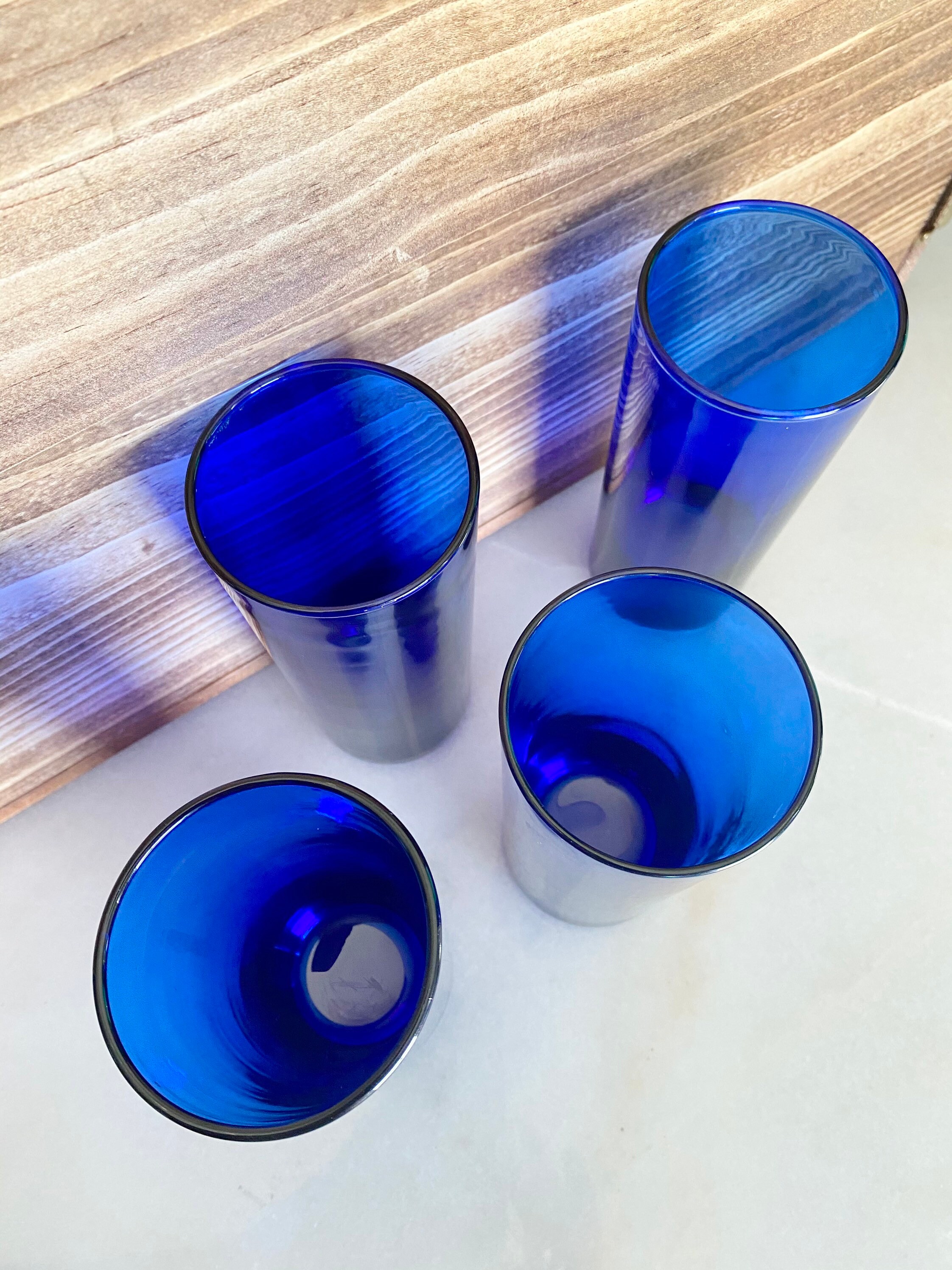 Vintage Cobalt Blue Drinking Glasses Etsy