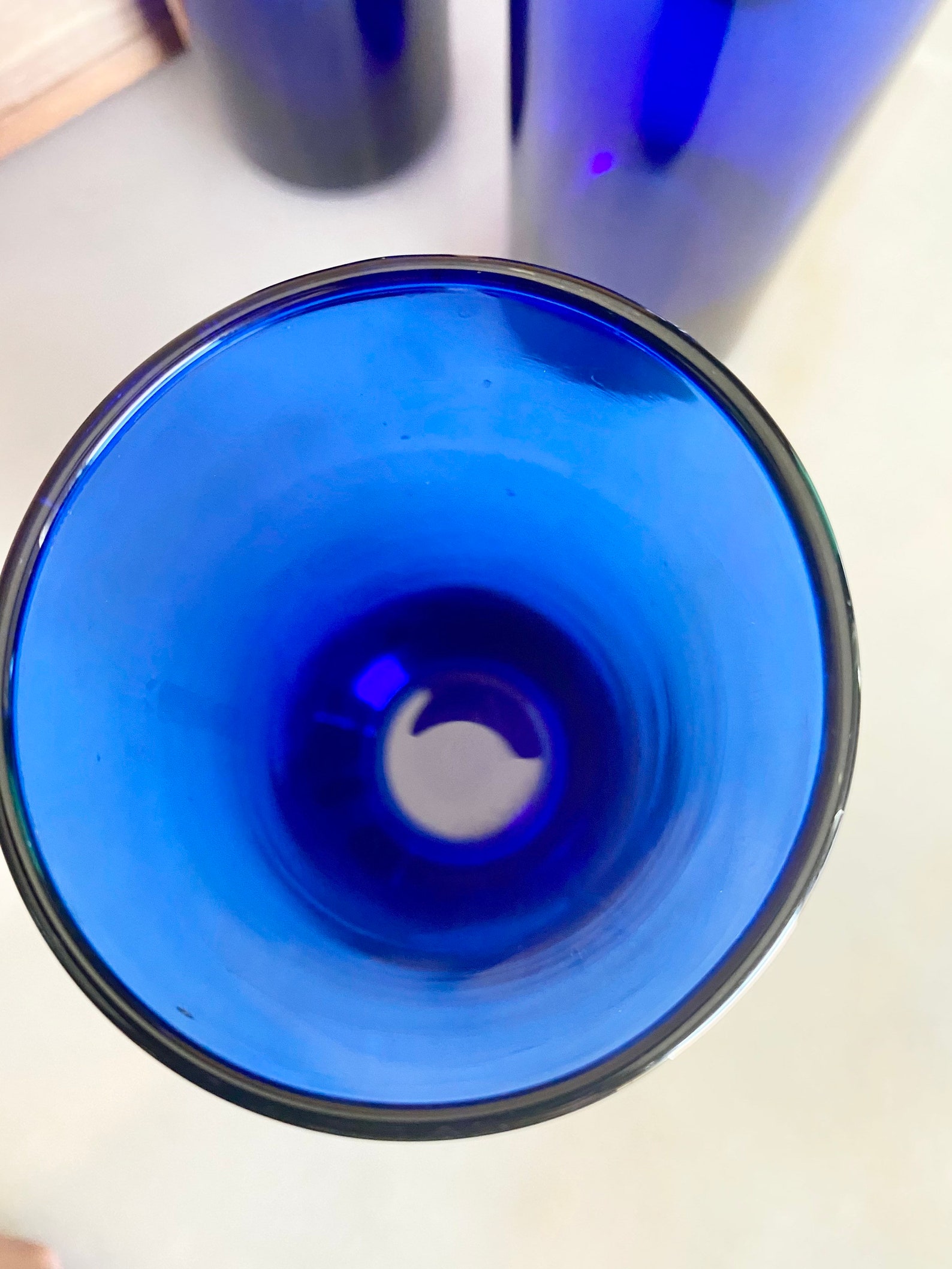 Vintage Cobalt Blue Drinking Glasses Etsy