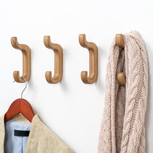 Oak coat hook, wooden hat rack, towel hanger, bathroom hook, wall hooks in the hallway, hook for dressing room, solid wood, wall decor