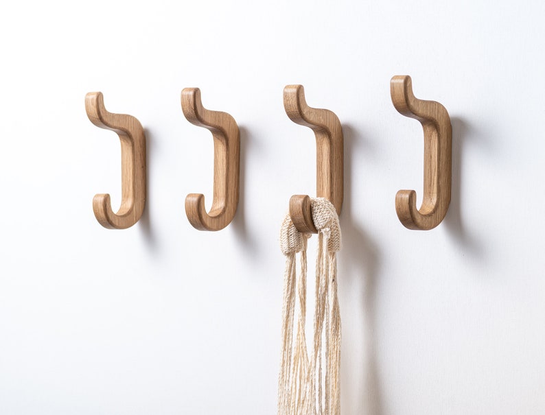 Oak Wood Wall Hooks Coat Hooks Etsy