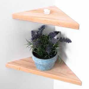 Set of 1, 2 or 3 Triangle Corner Shelves Floating Shelves, Wall Organizer, Wood Craft, Plant shelf