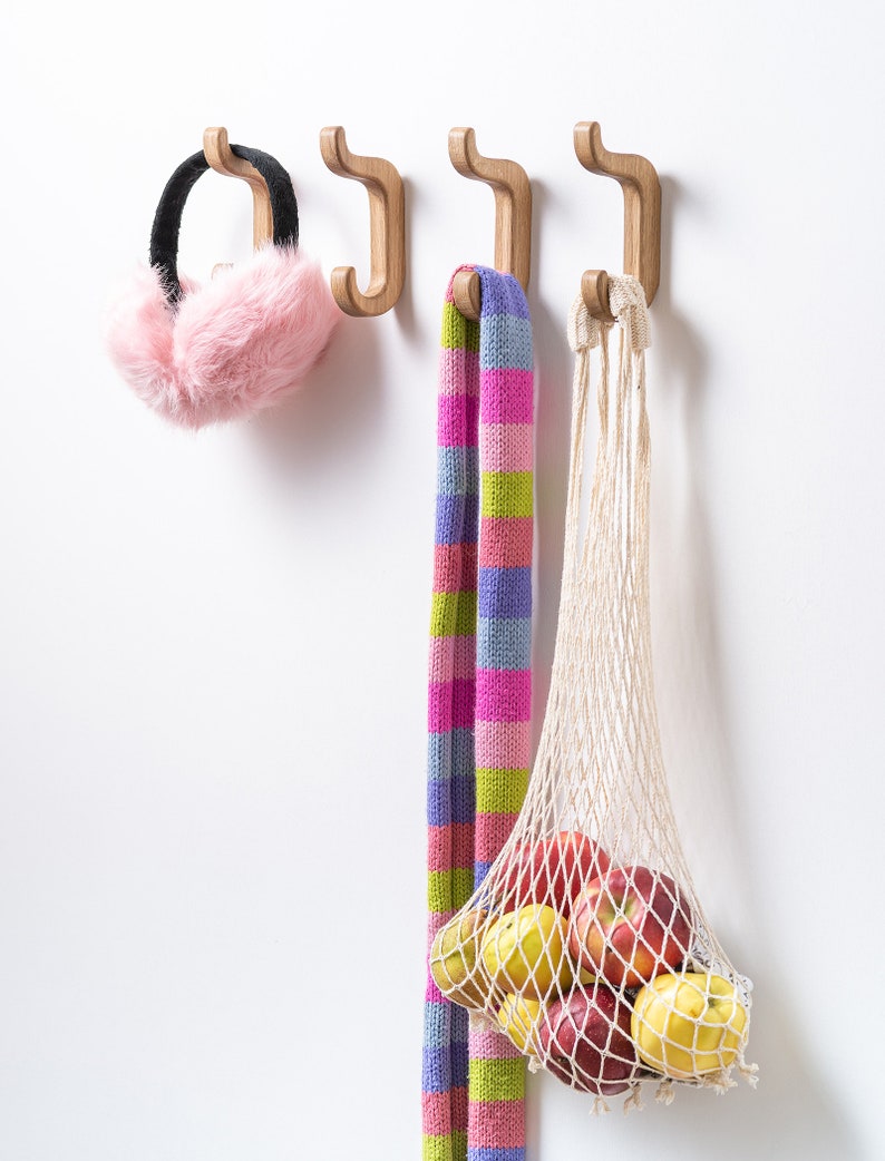 Oak Wood Wall Hooks Coat Hooks Etsy