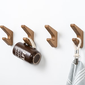 Small simple clothes storage hook, jewelry hook, bathroom hook, kitchen hook, hallway hook, oak wall hook handmade