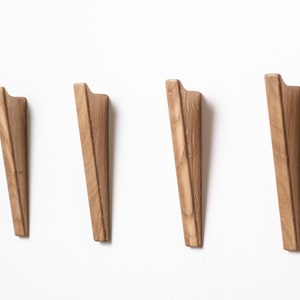 Wooden clothes hook from natural oak, hallway wall hook for clothes, bags, hats, minimalist rustic storage hook