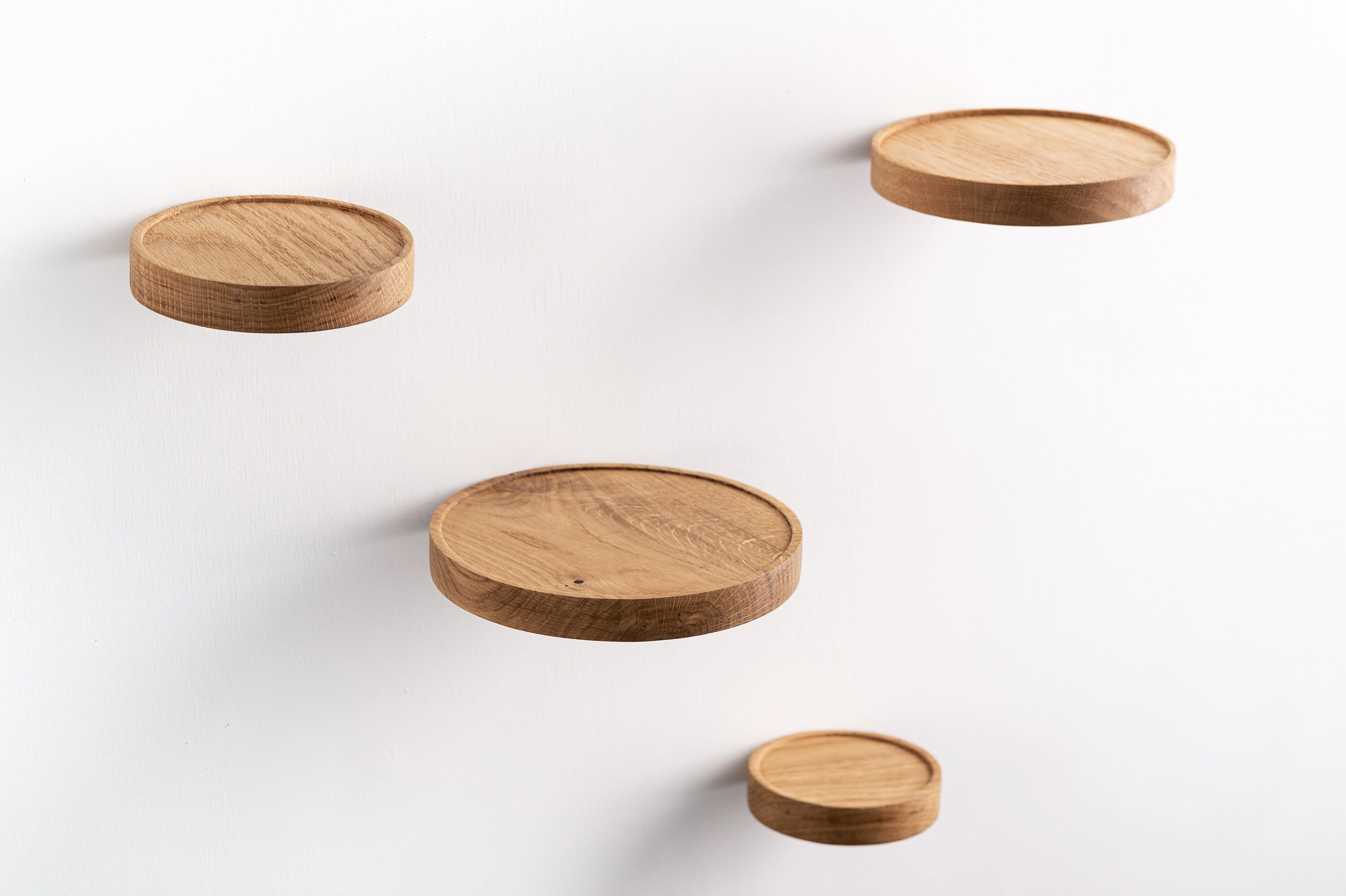 SET of Round Wooden Shelves Small Floating Shelf Modern Etsy