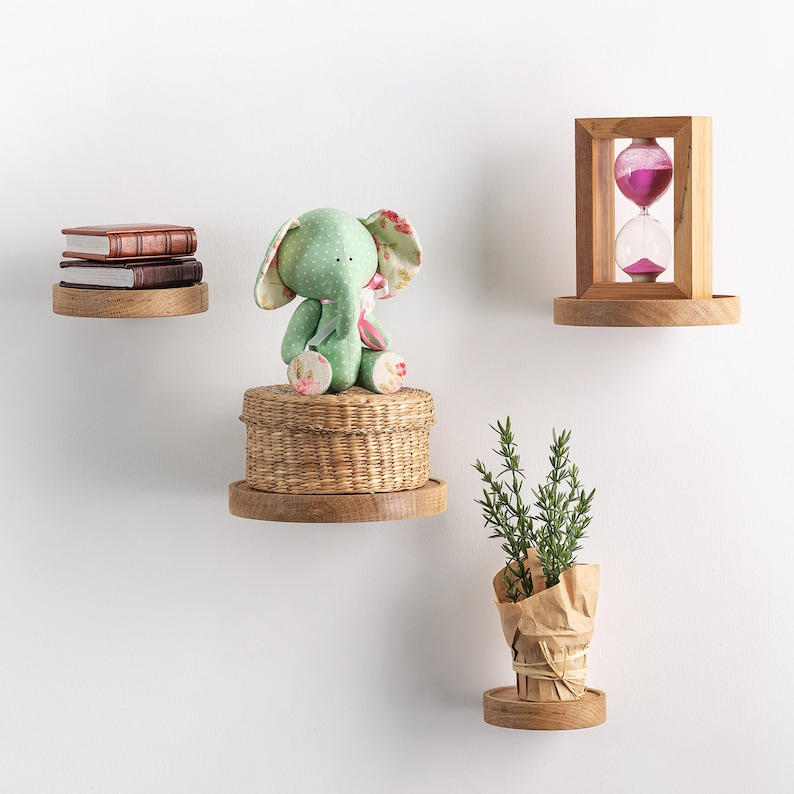 Small Round Shelf Plant Shelf Wall Plant Holder Floating Etsy