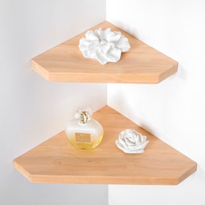 Set of 1, 2 or 3 Pentagonal Corner Shelf, Floating Rustic Shelves, Home Office Shelf Computer Table, Wooden Craft, Floating Shelf