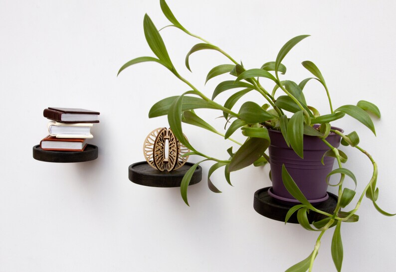 Wooden Floating Wall Shelf Showcase Shelf Plant Stand Etsy