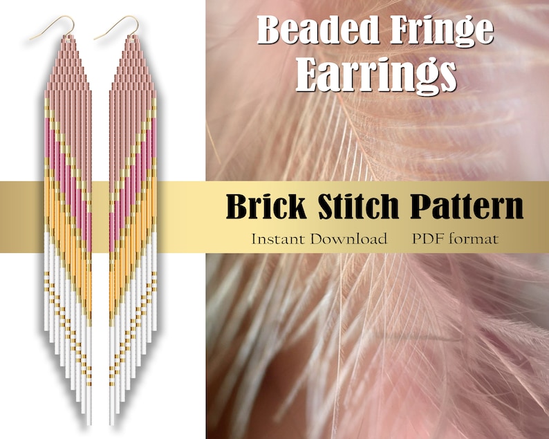 fringe diy jewelry tutorial rose gold wings Bead earring pattern brick stitch