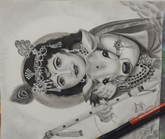 How to Draw Little Krishna with Flute | little krishna drawing  easy@SuperJoyEasyDrawings - YouTube