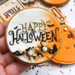 Halloween Reverse Embosser Stamp, Happy Halloween Fondant Debosser Stamp, Decorating Tools For Bakers image 1