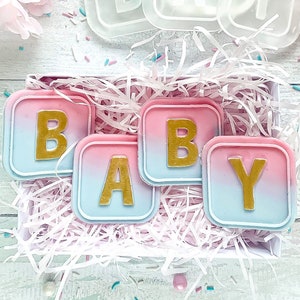 Baby Blocks Embosser & Cutter Set - Baby Shower, Gender Reveal Embosser Stamp and Cookie Cutter