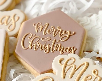 Merry Christmas Embosser Stamp, Christmas Baking Gift Ideas, Pop-up / Debosser + Optional Cookie Cutter