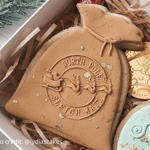 North Pole Sleigh Mail Embosser & Cutter Set | Festive Reverse Pop-up Debosser Stamp | Christmas Baking Gift Ideas